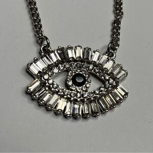 Elegant Silver Eye Pendant Necklace